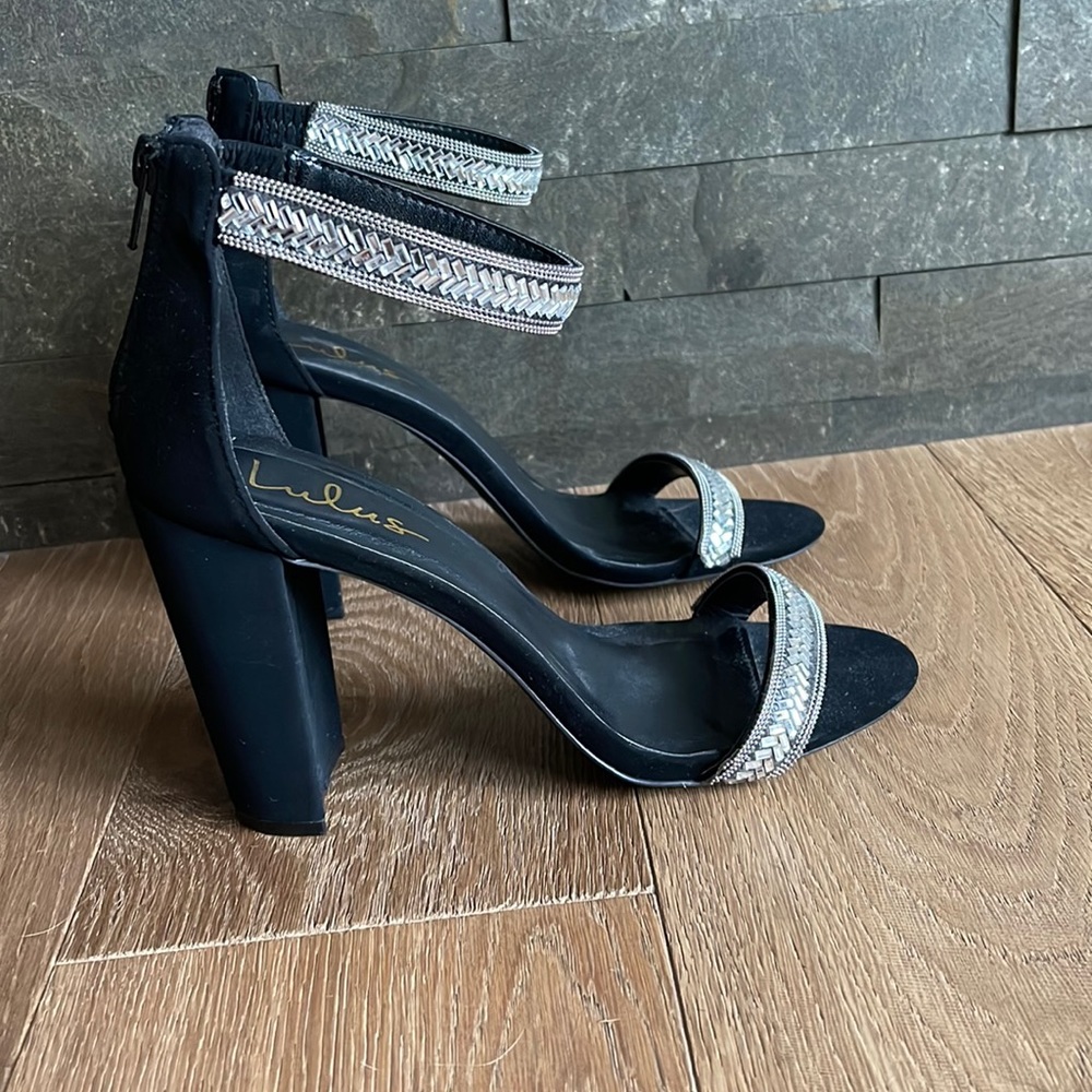 Black open toe high heels